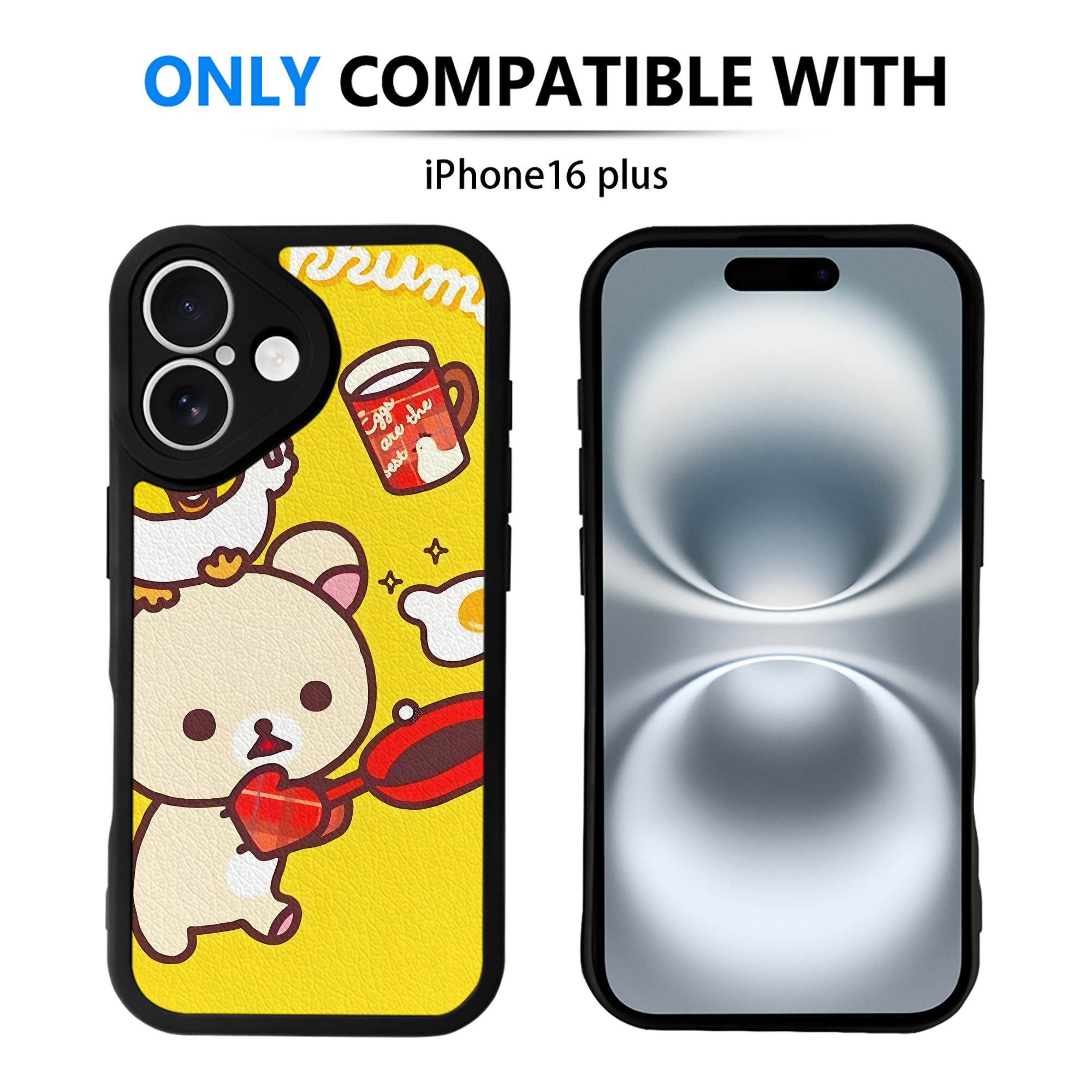 （画像用） リラックマ リラックマ キイロイトリ Rilakkuma Korilakkuma Kiiroitori 【iPhone 16シリーズ対応】シリコンスマホケース（レザー調） 材質：シリコン
